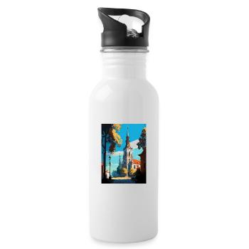 Bialystok Poland Vintage Travel Poster Souvenir - Water bottle with straw - white - Right