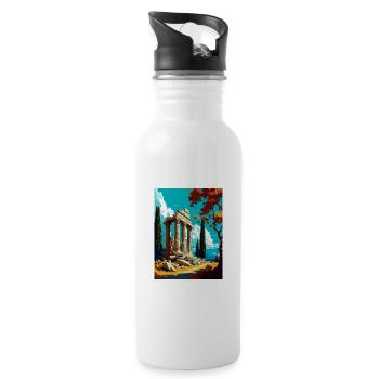 Olympi Griechenland Dekoration Vintage Reise Poster - Trinkflasche mit integriertem Trinkhalm - Weiß - Rechts