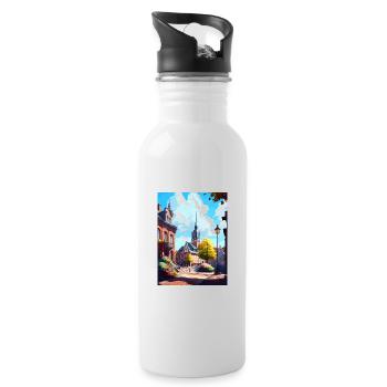 Lund Sweden Vintage Travel Poster WPA Souvenir - Water bottle with straw - white - Right