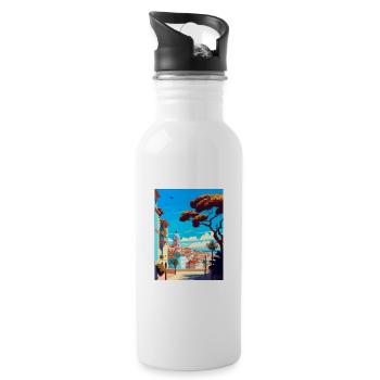 Cascais Portugal Affiche de voyage vintage souvenir - Gourde avec paille intégrée - blanc - Droite