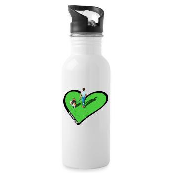 Hundefreund - Never walk alone (Gras Edition) - Trinkflasche mit integriertem Trinkhalm - Weiß - Rechts