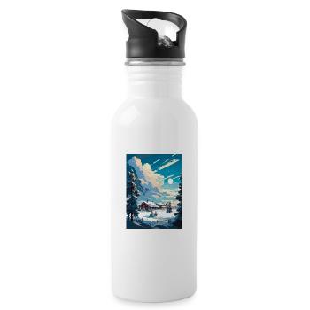 Kiruna Sweden Vintage Travel Poster WPA Souvenir - Water bottle with straw - white - Right