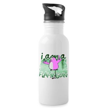 I am a Flaminguin - Water bottle with straw - white - Right
