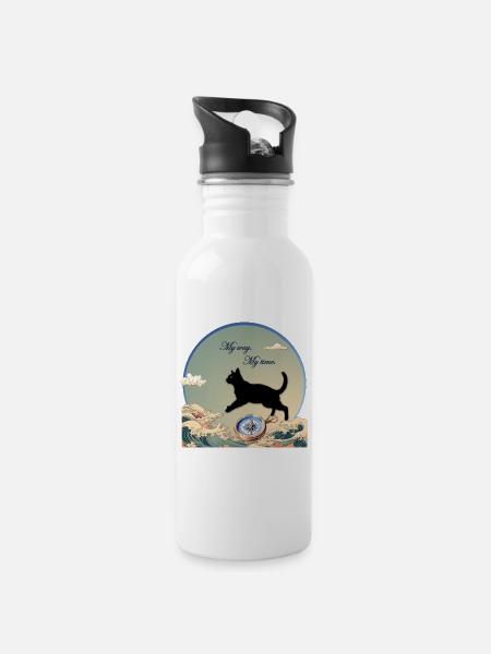 Friday - My way. My time. - Trinkflasche mit integriertem Trinkhalm - Weiß