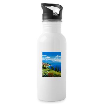 Gardasee Dekoration Vintage Reiseposter WPA - Trinkflasche mit integriertem Trinkhalm - Weiß - Rechts