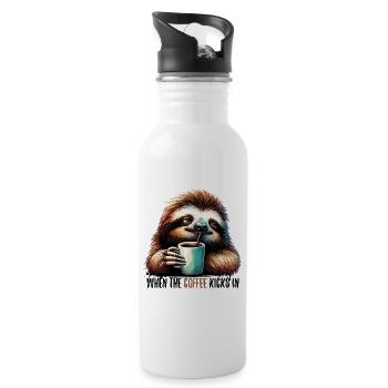 Sloth Coffee Kicks Gift - Water bottle with straw - white - Right