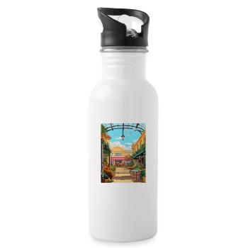 Covent Garden London England Vintage Travel Poster - Water bottle with straw - white - Right