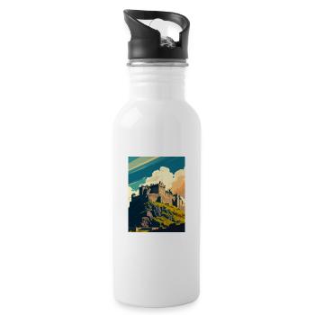 Stirling Scotland Castle Vintage Travel Poster WPA - Water bottle with straw - white - Right