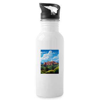 Alhambra Spain Vintage Travel Poster WPA Souvenir - Water bottle with straw - white - Right