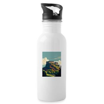Edinburghscape European Scotland Travel Poster - Water bottle with straw - white - Right