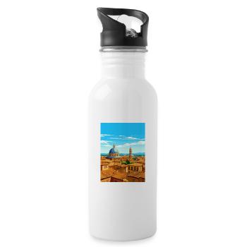 Bologna Decoration Italy Vintage Travel Poster WPA - Water bottle with straw - white - Right