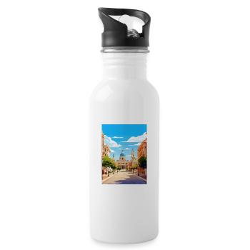 Valencia Spanien Vintage Reiseposter WPA Souvenir - Trinkflasche mit integriertem Trinkhalm - Weiß - Rechts