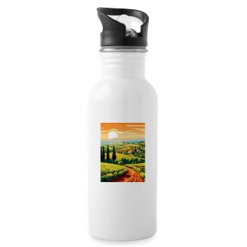 Toskana Italien Dekoration Vintage Reiseposter WPA - Trinkflasche mit integriertem Trinkhalm - Weiß - Rechts