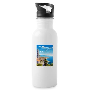Split Kroatien Vintage Reiseposter WPA Souvenir - Trinkflasche mit integriertem Trinkhalm - Weiß - Rechts