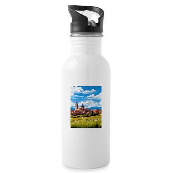 Pamplona Spanien Vintage Reiseposter WPA Souvenir - Trinkflasche mit integriertem Trinkhalm - Weiß - Rechts