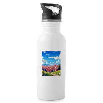 Pamplona Spanien Vintage Reiseposter WPA Souvenir - Trinkflasche mit integriertem Trinkhalm - Weiß - Rechts