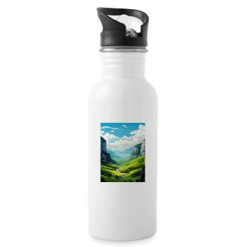 Vikos Schlucht Griechenland Deko Vintage Reiseposter WPA - Trinkflasche mit integriertem Trinkhalm - Weiß - Rechts