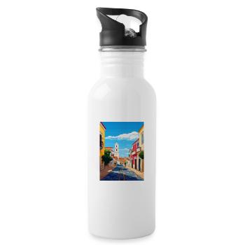 Lagos Portugal Vintage voyage affiche WPA Souvenir - Gourde avec paille intégrée - blanc - Droite