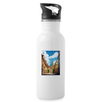 Wurzburg Germany Vintage Travel Poster Souvenir - Water bottle with straw - white - Right