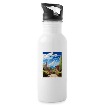 Bergamo Italien Vintage Reiseposter WPA Souvenir - Trinkflasche mit integriertem Trinkhalm - Weiß - Rechts