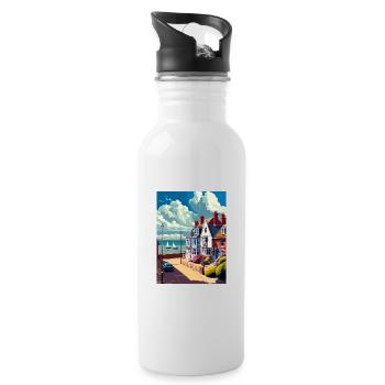 Whitstable England Kent Vintage Travel Poster WPA - Water bottle with straw - white - Right