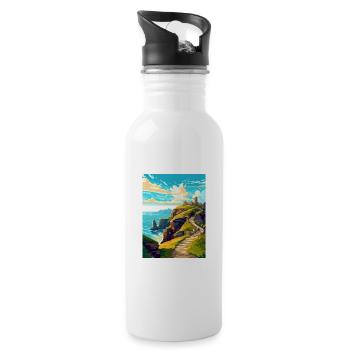 Tintagel Castle England Vintage Travel Poster WPA - Water bottle with straw - white - Right