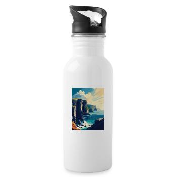 Cliffs Of Moher Irland Vintage Reiseposter WPA - Trinkflasche mit integriertem Trinkhalm - Weiß - Rechts