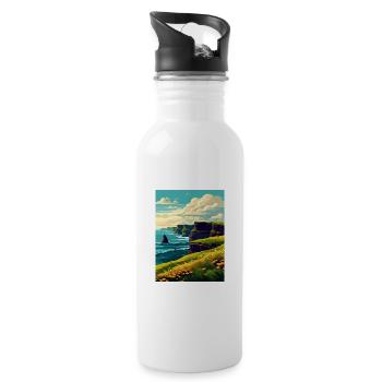 Cliffs Of Moher Irland Vintage Reiseposter WPA - Trinkflasche mit integriertem Trinkhalm - Weiß - Rechts