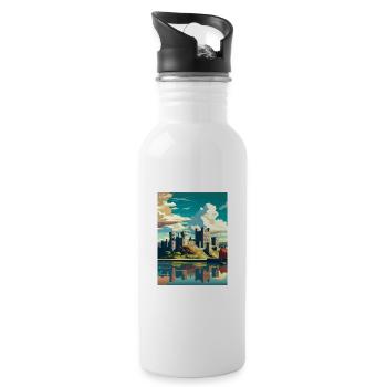 Caernarfon Castle Wales Vintage Travel Poster WPA - Water bottle with straw - white - Right