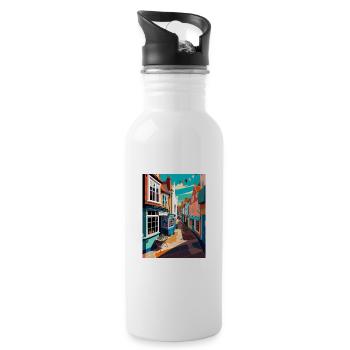 Folkestone England Kent Vintage Travel Poster WPA - Water bottle with straw - white - Right