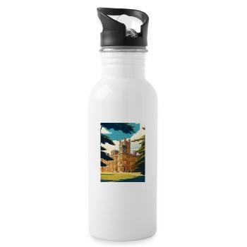 Highclere Castle England Vintage Travel Poster WPA - Water bottle with straw - white - Right