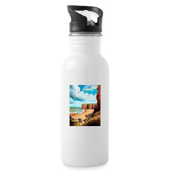 Hunstanton Cliffs England Vintage Reiseposter - Trinkflasche mit integriertem Trinkhalm - Weiß - Rechts