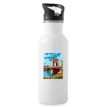 Bristol England Bridge Vintage Travel Poster WPA - Water bottle with straw - white - Right