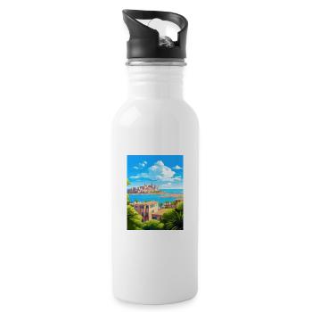 Palma De Mallorca Spain Vintage Travel Poster WPA - Water bottle with straw - white - Right