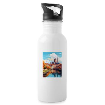 Amiens France Vintage Travel Poster WPA Souvenir - Water bottle with straw - white - Right