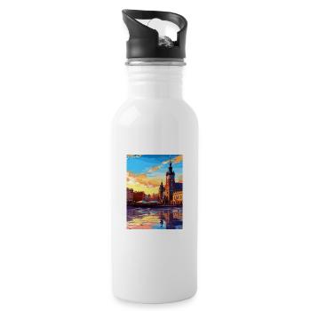 Cracovie Pologne Vintage voyage affiche WPA Souvenir - Gourde avec paille intégrée - blanc - Droite