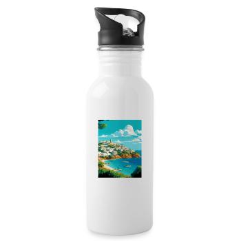 Ibiza Espagne Vintage voyage affiche WPA Souvenir - Gourde avec paille intégrée - blanc - Droite