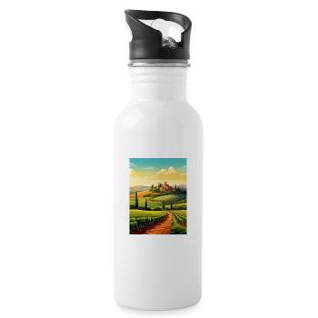 Tuscany Italy Decoration Vintage Travel Poster WPA - Water bottle with straw - white - Right