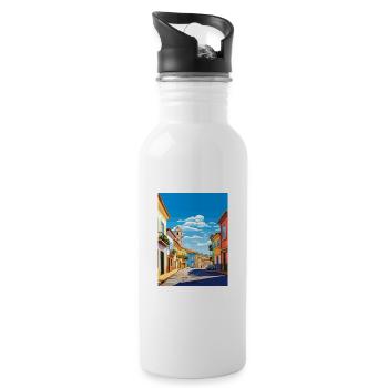 Caldas Da Rainha Portugal Vintage Travel Poster - Water bottle with straw - white - Right