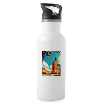 Cracovie Pologne Vintage voyage affiche WPA Souvenir - Gourde avec paille intégrée - blanc - Droite