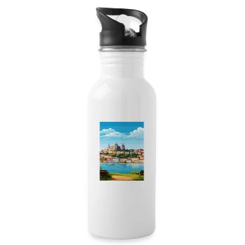 Coimbra Portugal Vintage Reiseposter Souvenir - Trinkflasche mit integriertem Trinkhalm - Weiß - Rechts