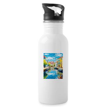Aveiro Portugal Vintage Travel Poster WPA Souvenir - Water bottle with straw - white - Right