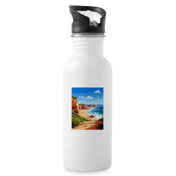 Algarve Portugal Vintage voyage affiche Souvenir - Gourde avec paille intégrée - blanc - Droite