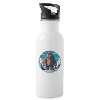 Big Foot Watercolor Cartoon Kawaii Pet Animal Colo - Water bottle with straw - white - Right
