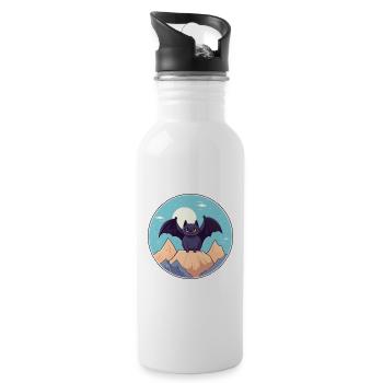 Fledermaus Aquarell Karikatur Kawaii Haustier Tier Bunt - Trinkflasche mit integriertem Trinkhalm - Weiß - Rechts