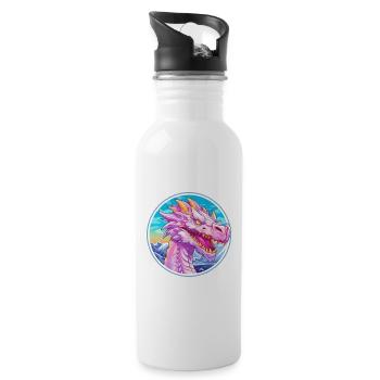 Dragon Watercolor Cartoon Kawaii Pet Animal Colorf - Water bottle with straw - white - Right