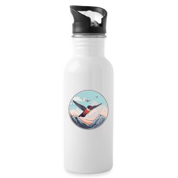 Colibri Aquarelle Dessin Animé Kawaii Animal De Compagnie C - Gourde avec paille intégrée - blanc - Droite