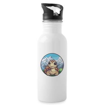 Tortue Aquarelle Dessin Animé Kawaii Animal De Compagnie Colorf - Gourde avec paille intégrée - blanc - Droite