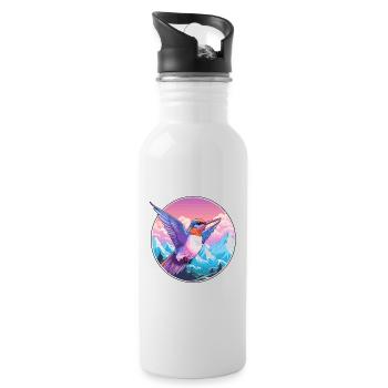 Colibri Aquarelle Dessin Animé Kawaii Animal De Compagnie C - Gourde avec paille intégrée - blanc - Droite