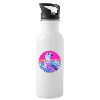 Pigeon Watercolor Cartoon Kawaii Pet Animal Colorf - Water bottle with straw - white - Right